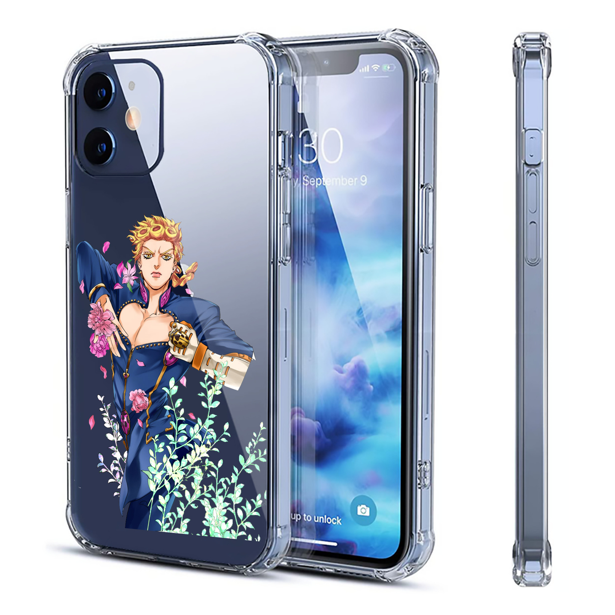 （画像用） ジョジョの奇妙な冒険 ジョルノ?ジョバァーナ JoJo's Bizarre Adventure Giorno Giovanna 【iPhone 12シリーズ対応】透明スマホケース（クリアソフトケース）